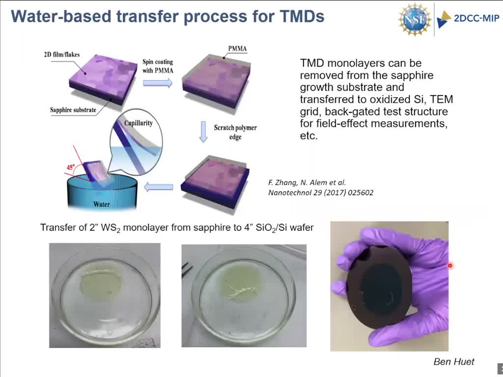 Water-based transfer process for TMDs