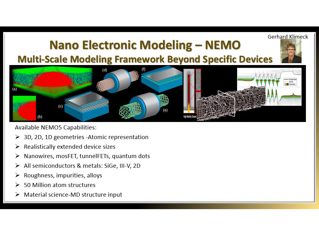 Nano Electronic Modeling – NEMO Multi-Scale Modeling Framework Beyond Specific Devices
