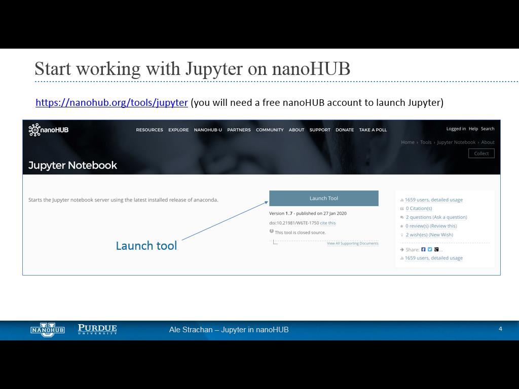 Start working with Jupyter on nanoHUB