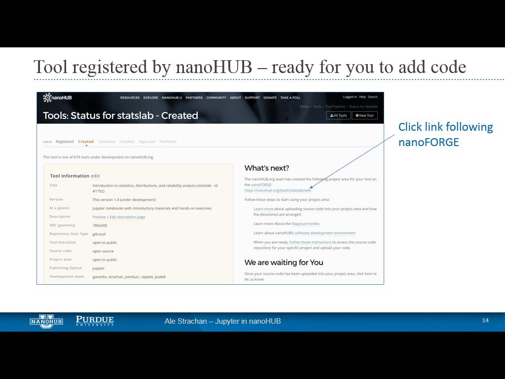 Tool registered by nanoHUB – ready for you to add code