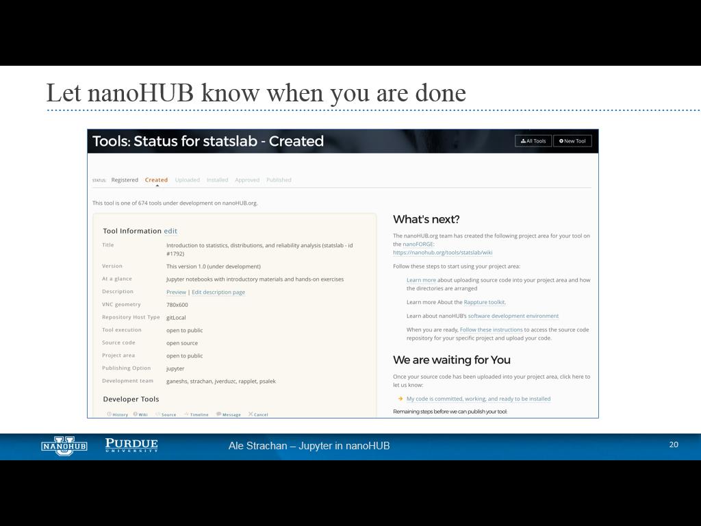 Let nanoHUB know when you are done
