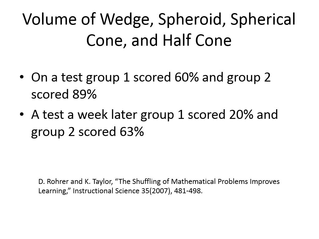 Volume of Wedge, Spheroid, Spherical Cone, and Half Cone