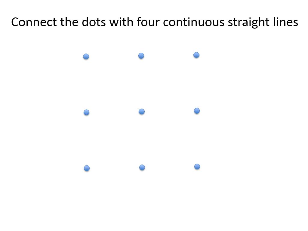 Connect the dots with four continuous straight lines