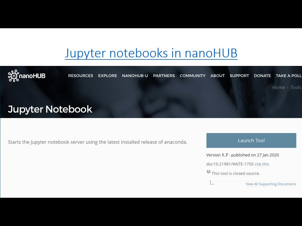 Jupyter notebooks in nanoHUB