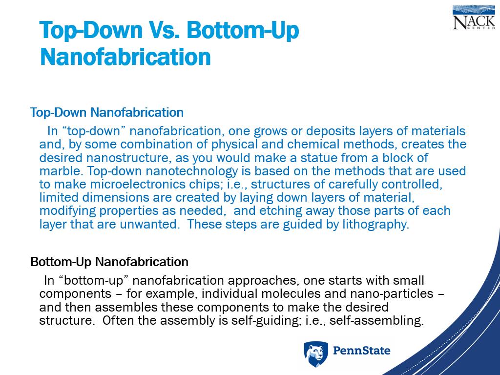 Top-Down Vs. Bottom-Up Nanofabrication