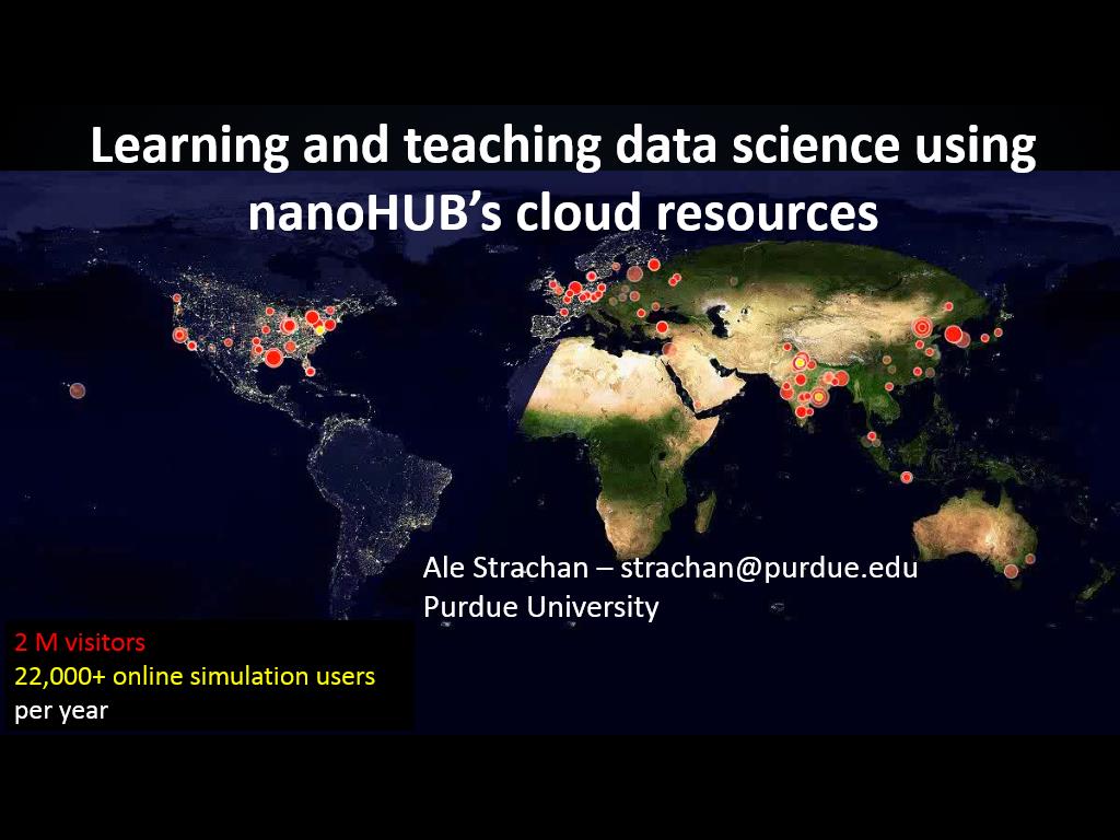 Learning and teaching data science using nanoHUB's cloud resources