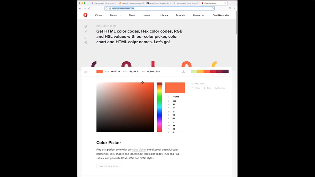 Get HTML color codes