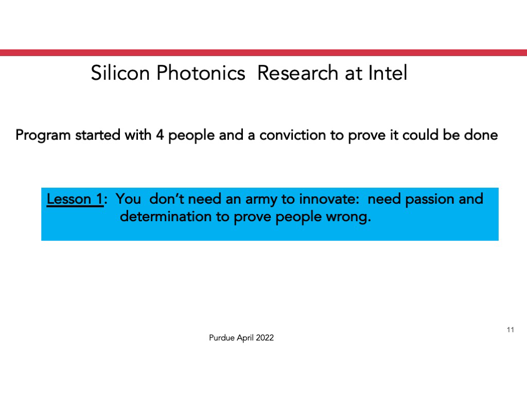 Silicon Photonics Research at Intel