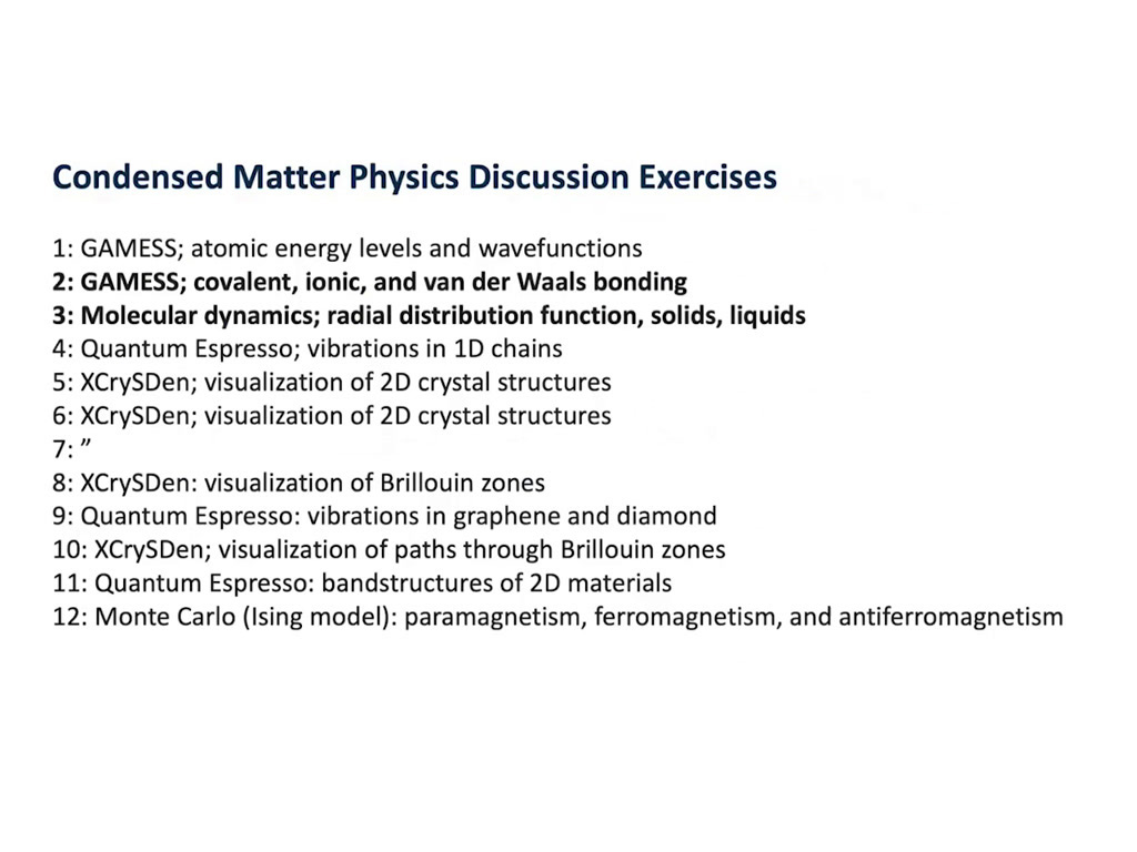 Condensed Matter Physics Discussion Exercises