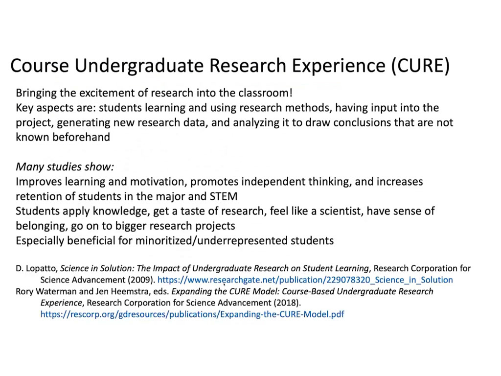 Course Undergraduate Research Experience (CURE)