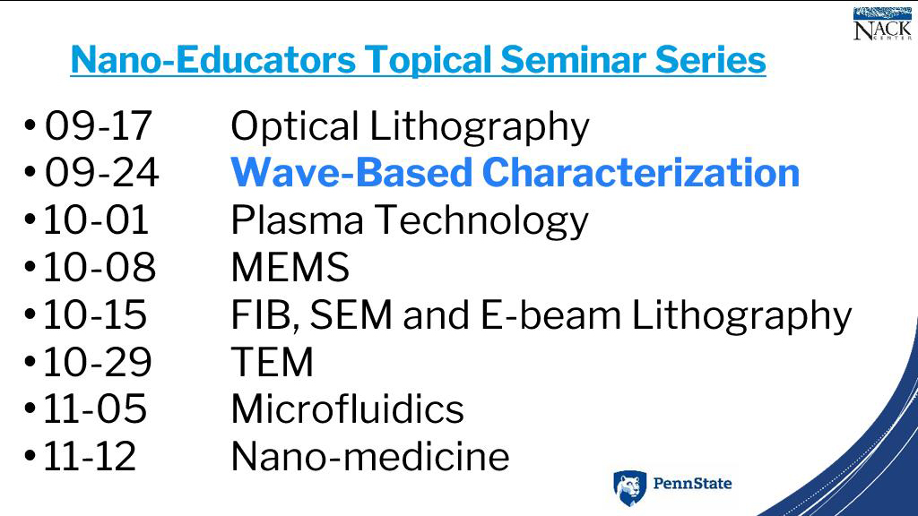 Nano-Educators Topical Seminar Series
