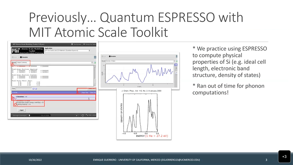 Previously… Quantum ESPRESSO with MIT Atomic Scale Toolkit