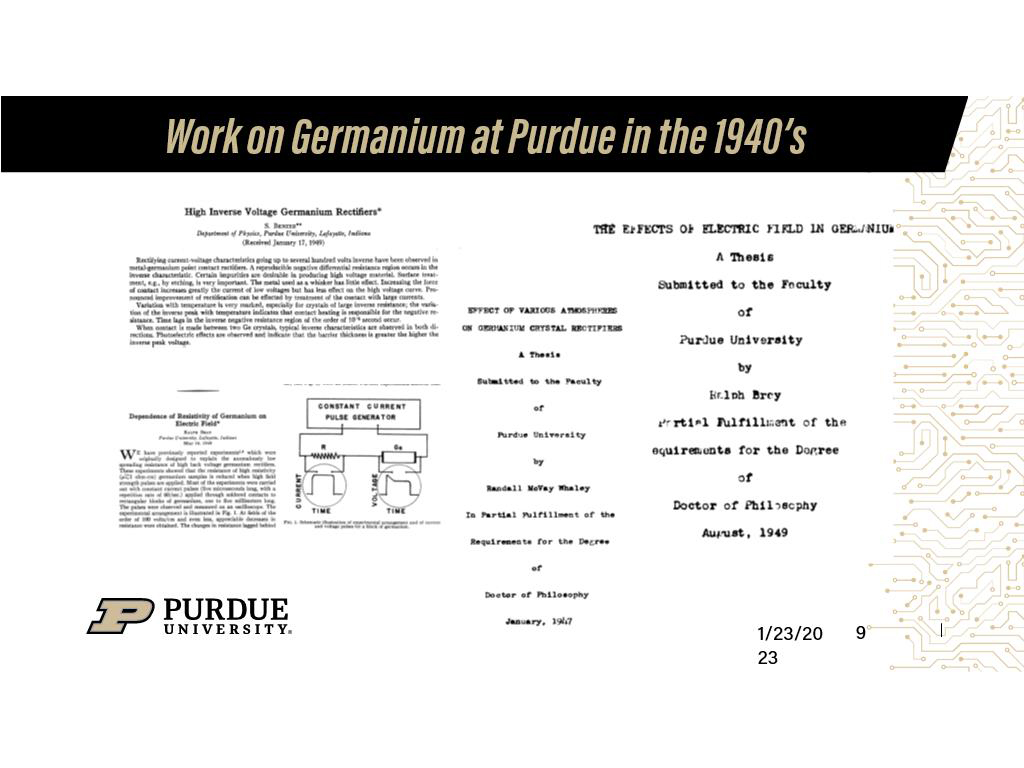 Work on Germanium at Purdue in the 1940's