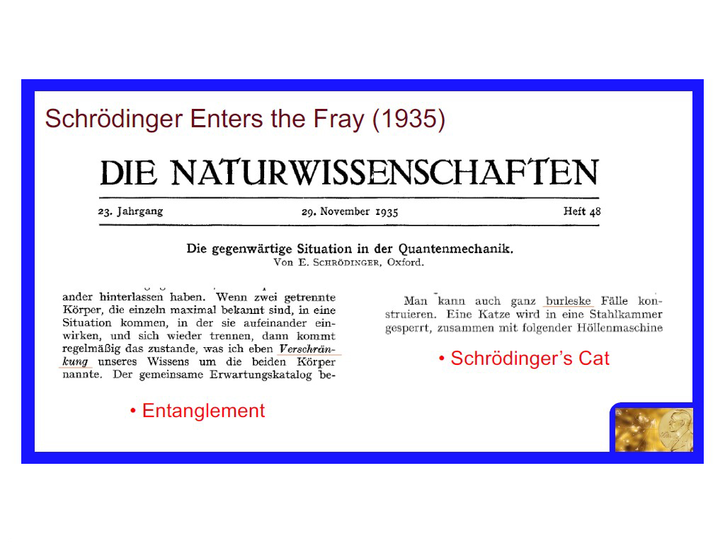 Schrödinger Enters the Fray (1935)