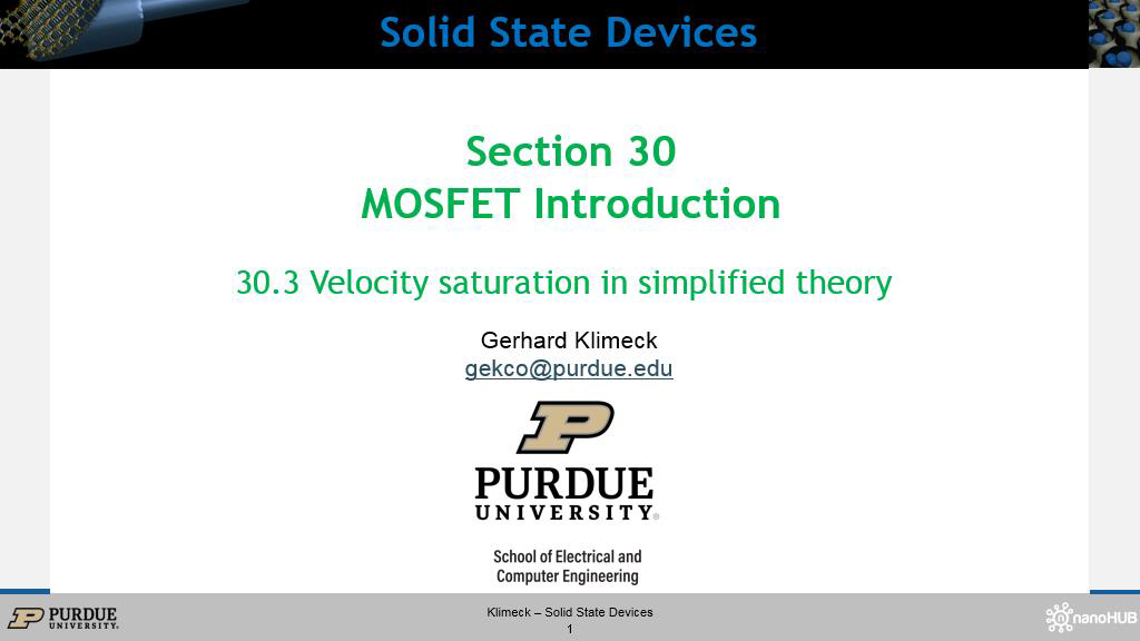 S30.3 Velocity saturation in simplified theory