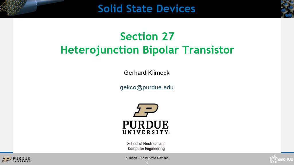 S27.1 Heterojunction Bipolar Transistor