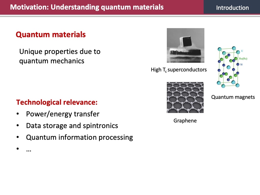 Motivation: Understanding quantum materials