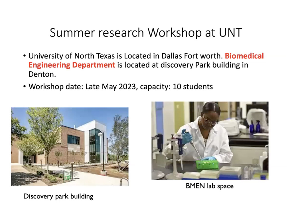 Summer research Workshop at UNT