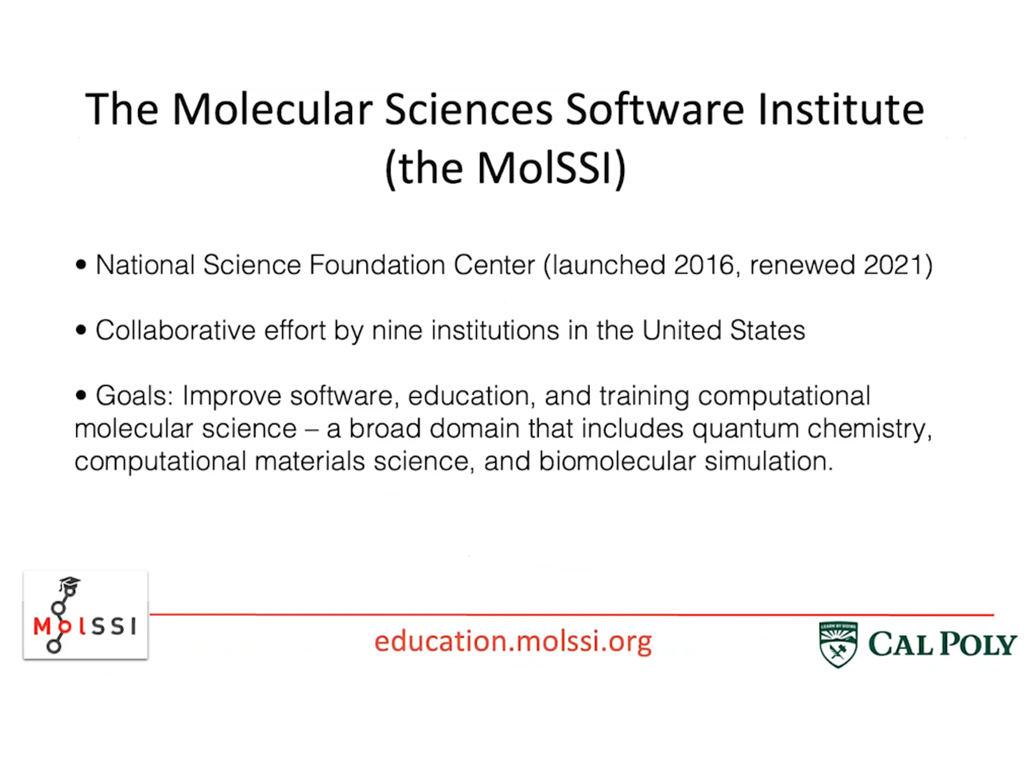 The Molecular Sciences Software Institute