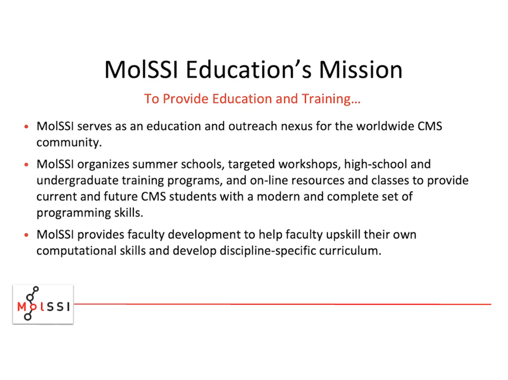 MolSSI Education's Mission