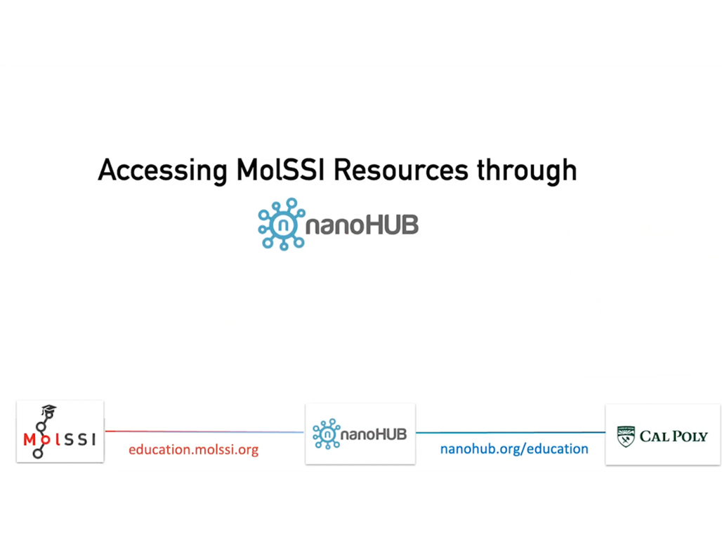 Accessing MolSSI Resources through nanoHUB