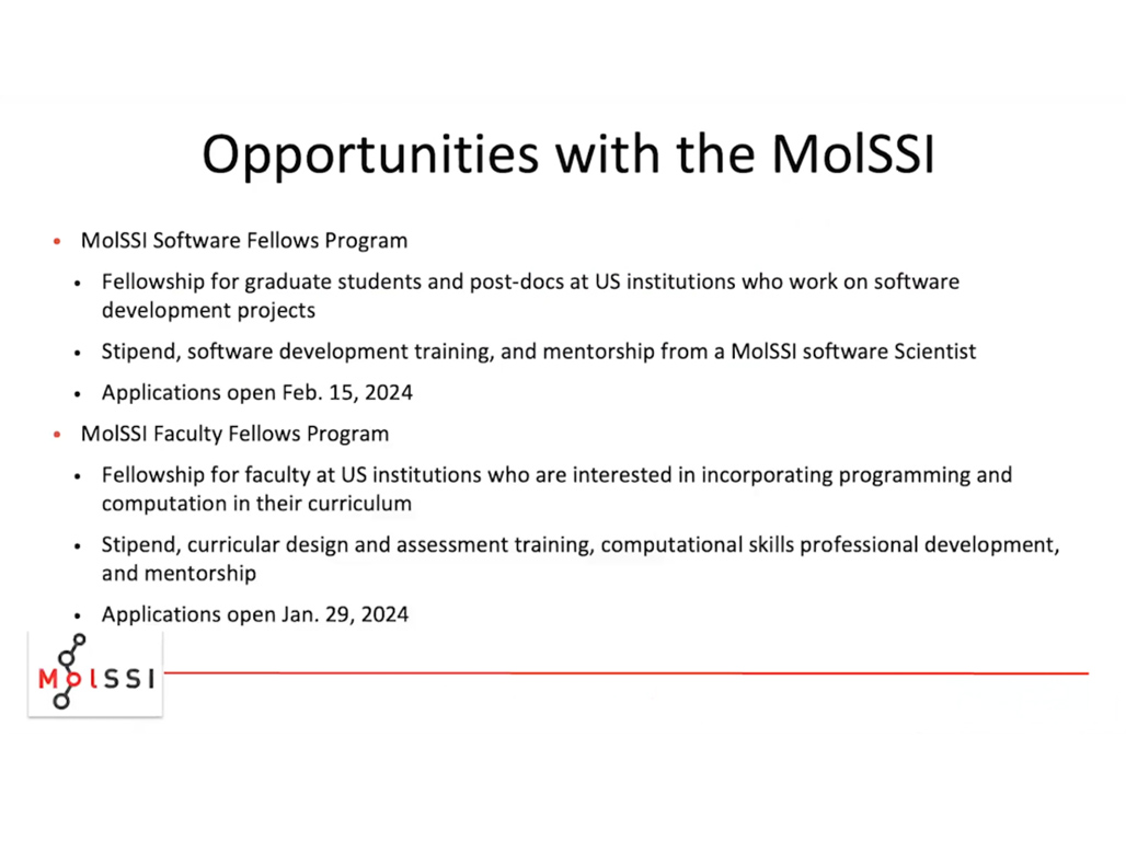 Opportunities with the MolSSI