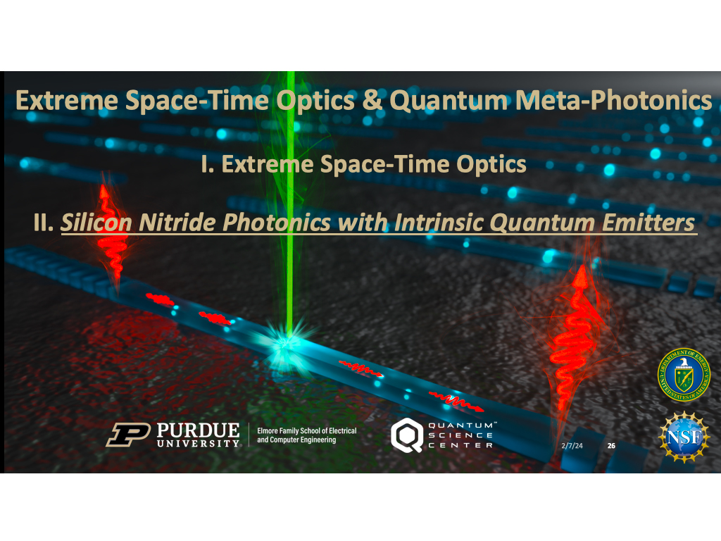 Extreme Space-Time Optics & Quantum Meta-Photonics I. Extreme Space-Time Optics II. Silicon Nitride Photonics with Intrinsic Quantum Emitters